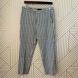 Banana Republic Avery Linen Cotton Stretch Stripe Striped Pants ankle cropped 10